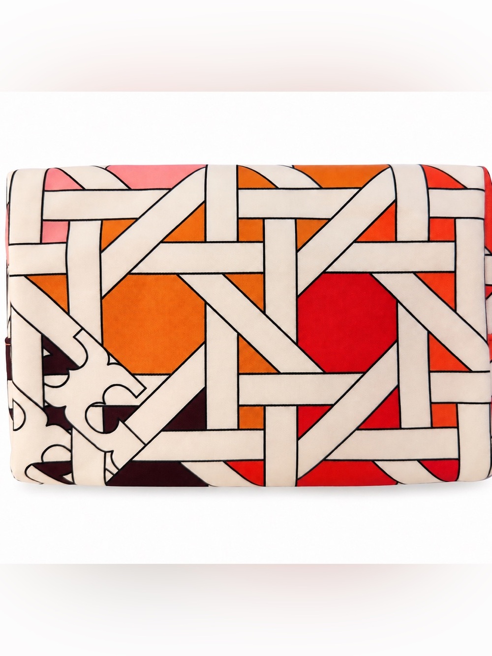 Tory Burch Light Hibiscus Basketweave Cosmetic Case NWT $120 - Picture 6 of 7